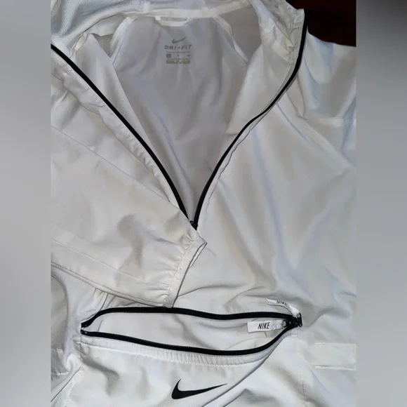Nike White Pullover Half Quarter Zip Hooded Windbreaker - Picture 3 of 5